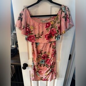 Pinkblush Pink Floral Off-Shoulder Mini Dress